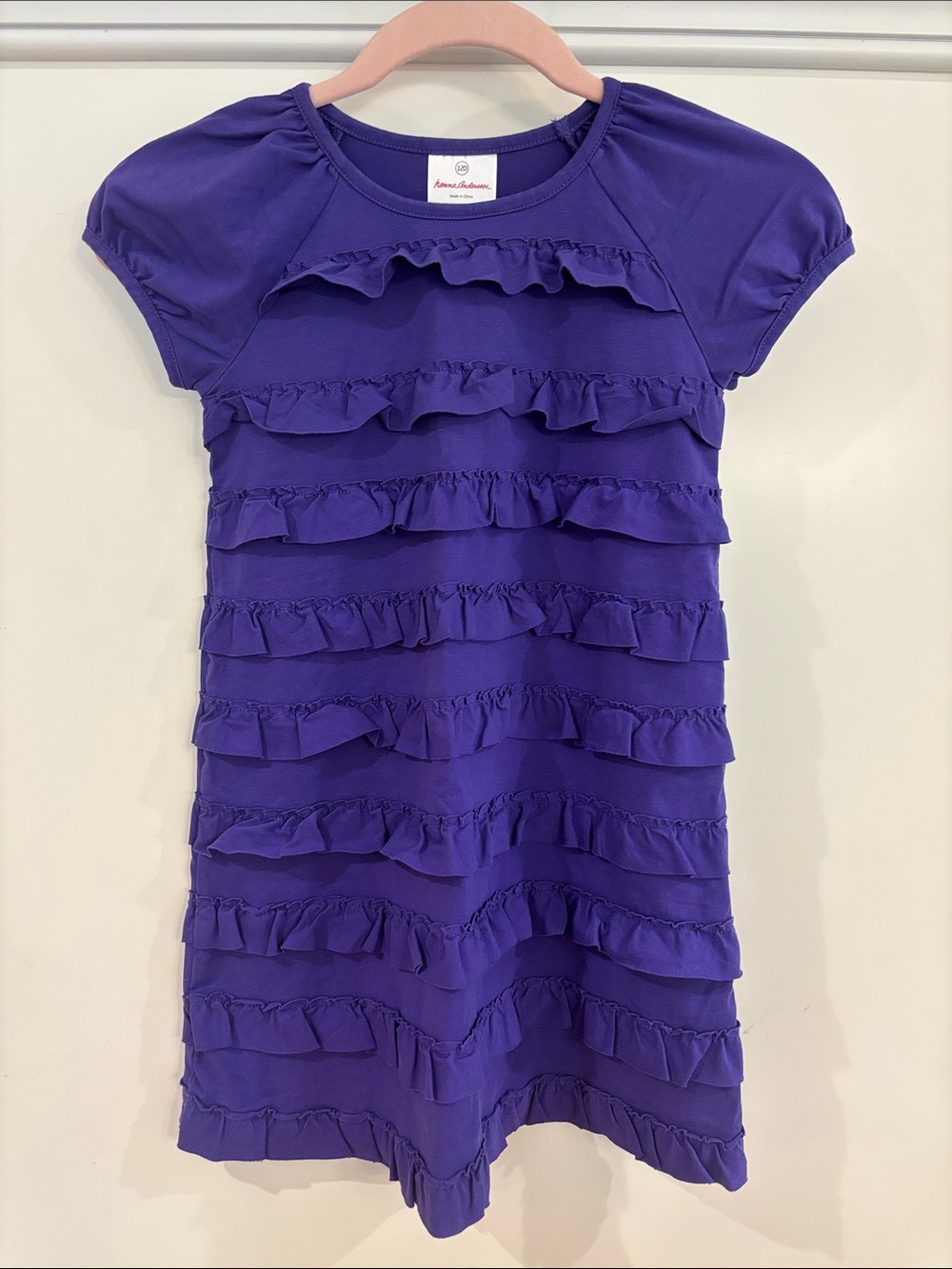 Hanna Andersson Purple Tiered Ruffle Love Dress Size 120 / US 6-7